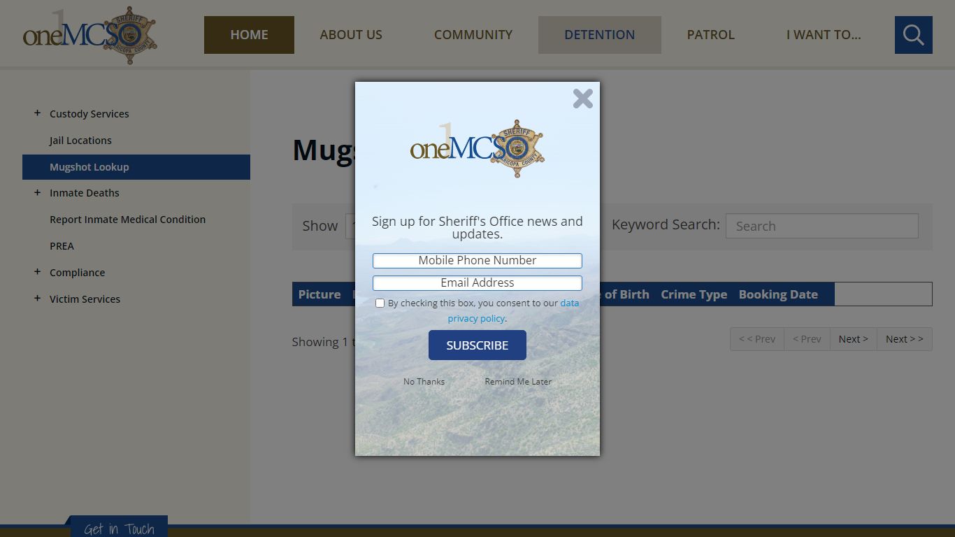Mugshot Lookup | Maricopa County Sheriff's Office